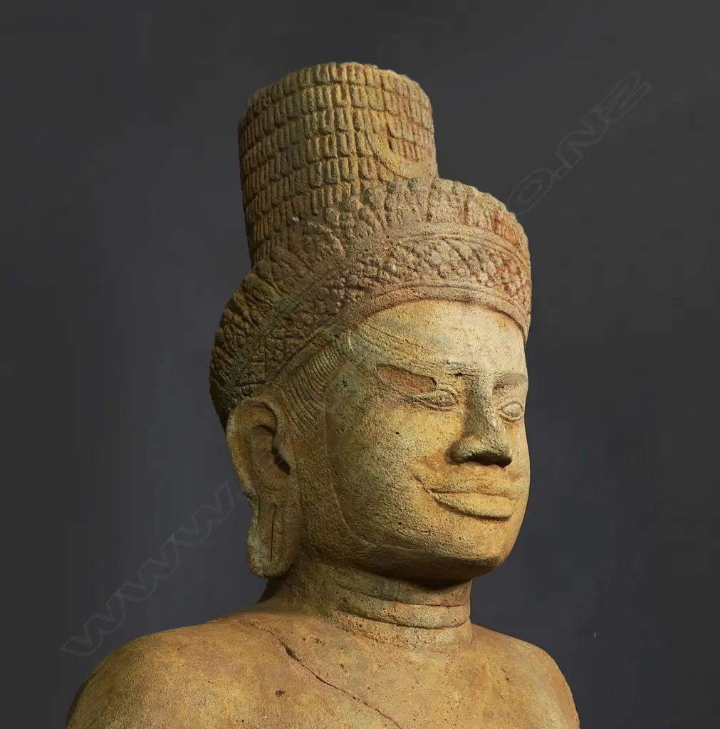 A Khmer sandstone figure of a Hindu deity, Image 1++